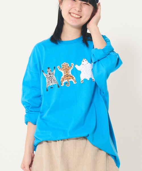 CORISCO（コリスコ）の「フロントアニマル柄ロンTEE(M1)（Tシャツ/カットソー・メンズ・ダークグリーン/オレンジ/ブラック/ブルー/ホワイト・X-LARGE/MEDIUM/LARGE）」の16枚目の写真