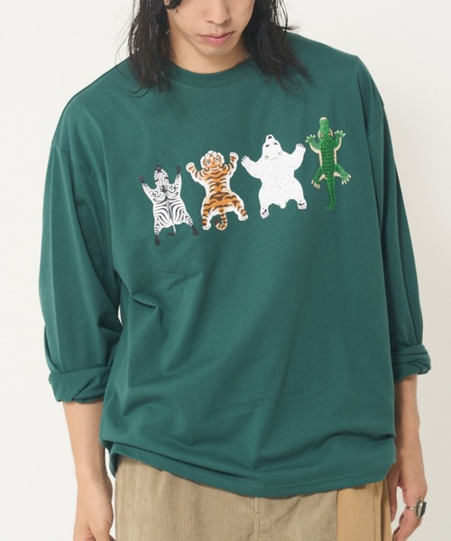 CORISCO（コリスコ）の「フロントアニマル柄ロンTEE(M1)（Tシャツ/カットソー・メンズ・ダークグリーン/オレンジ/ブラック/ブルー/ホワイト・X-LARGE/MEDIUM/LARGE）」の15枚目の写真