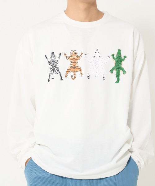 CORISCO（コリスコ）の「フロントアニマル柄ロンTEE(M1)（Tシャツ/カットソー・メンズ・ダークグリーン/オレンジ/ブラック/ブルー/ホワイト・X-LARGE/MEDIUM/LARGE）」の8枚目の写真