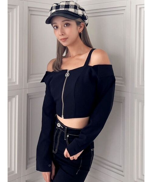 GYDA（ジェイダ）の「Symmetry GYDAオフショルシャツブラウス（シャツ/ブラウス・レディース・ブラック/オフホワイト・FREE）」の18枚目の写真