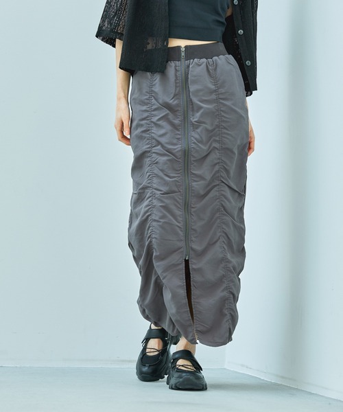 セール】フロントZIPギャザースカート/147679（スカート）｜LAKOLE