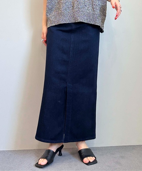 1chaku.（イッチャク）の「デニムロングスカート（デニムスカート・レディース・ホワイト/ネイビー・マルチサイズ）」の9枚目の写真