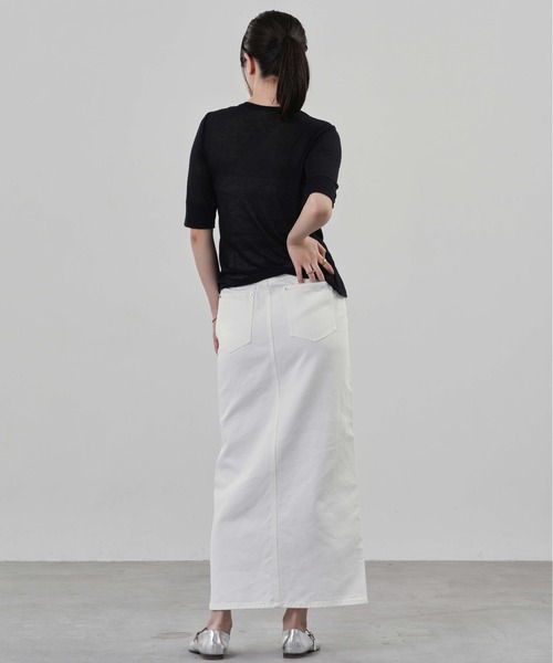 1chaku.（イッチャク）の「デニムロングスカート（デニムスカート・レディース・ホワイト/ネイビー・マルチサイズ）」の12枚目の写真