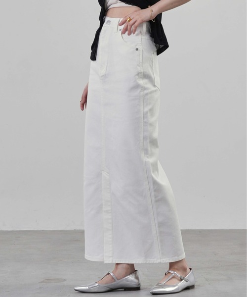 1chaku.（イッチャク）の「デニムロングスカート（デニムスカート・レディース・ホワイト/ネイビー・マルチサイズ）」の11枚目の写真
