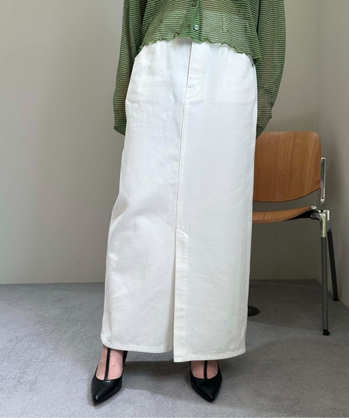 1chaku.（イッチャク）の「デニムロングスカート（デニムスカート・レディース・ホワイト/ネイビー・マルチサイズ）」の13枚目の写真