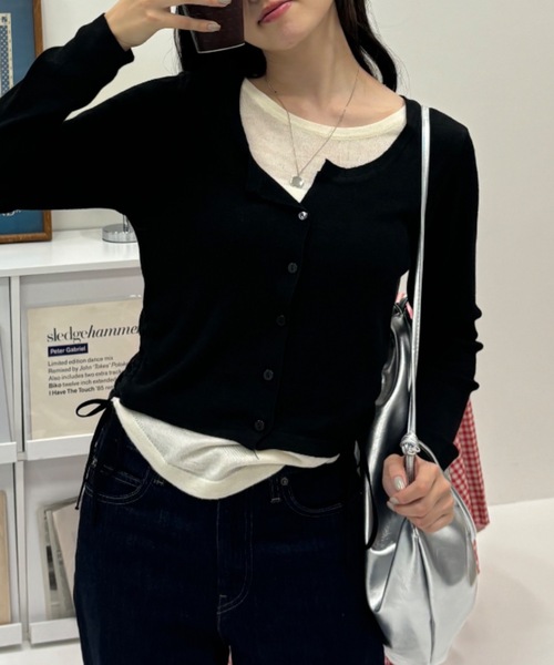 Birthday room（バースデイルーム）の「レイヤードデザインカーディガントップス / layered like cardigan style（ニット/セーター・レディース・ブラック/ライトブルー/その他・FREE）」の4枚目の写真