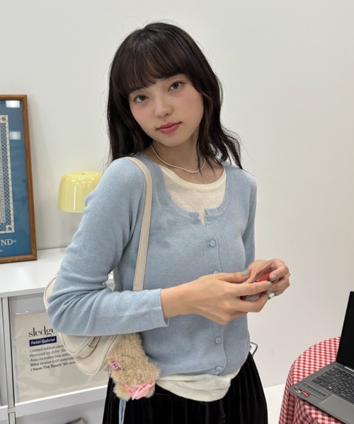 Birthday room（バースデイルーム）の「レイヤードデザインカーディガントップス / layered like cardigan style（ニット/セーター・レディース・ブラック/ライトブルー/その他・FREE）」の9枚目の写真