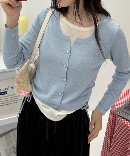 Birthday room（バースデイルーム）の「レイヤードデザインカーディガントップス / layered like cardigan style（ニット/セーター・レディース・ブラック/ライトブルー/その他・FREE）」の11枚目の写真