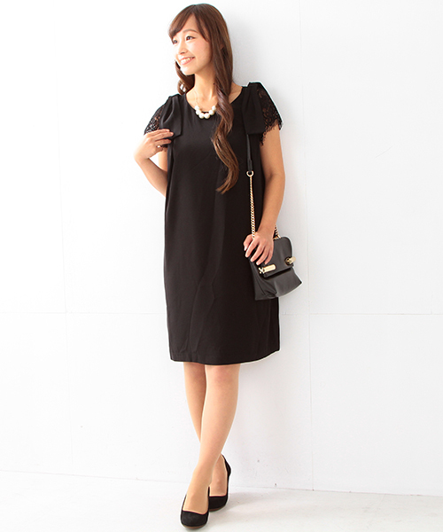 Ray BEAMS(レイビームス)の「Ray BEAMS / レース スリーブ 肩リボン ワンピース(ワンピース・レディース・ブラック/ピンク・0/1)」の13枚目の写真