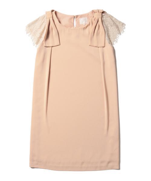 Ray BEAMS(レイビームス)の「Ray BEAMS / レース スリーブ 肩リボン ワンピース(ワンピース・レディース・ブラック/ピンク・0/1)」の3枚目の写真