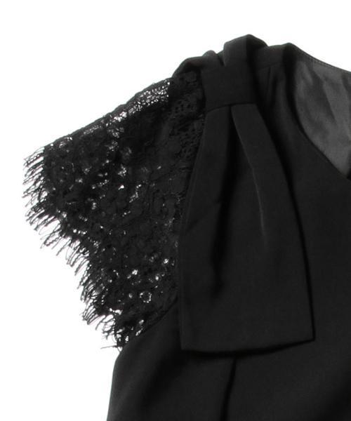 Ray BEAMS(レイビームス)の「Ray BEAMS / レース スリーブ 肩リボン ワンピース(ワンピース・レディース・ブラック/ピンク・0/1)」の6枚目の写真