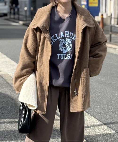 セール】〈肩を華奢見せ♪〉イージー2WAYジップアップハーフ