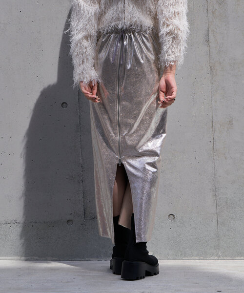 RAY CASSIN（レイカズン）の「クラック箔タイトスカート（スカート・レディース・ブラウン/シルバー/ブラック・FREE）」の16枚目の写真