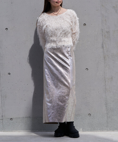 RAY CASSIN（レイカズン）の「クラック箔タイトスカート（スカート・レディース・ブラウン/シルバー/ブラック・FREE）」の17枚目の写真