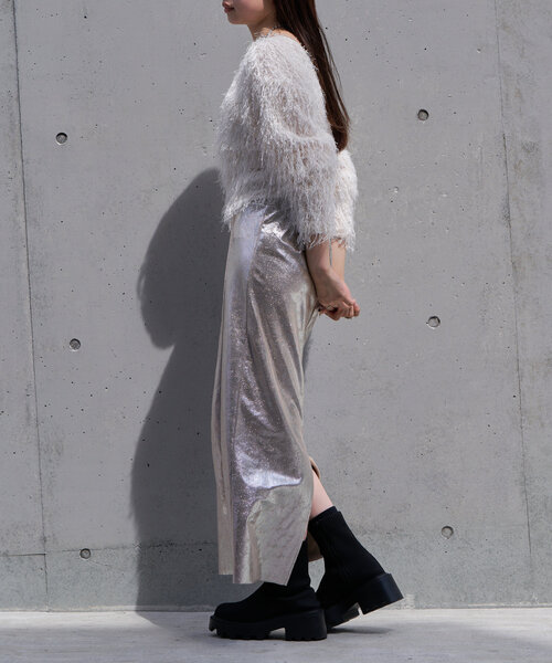 RAY CASSIN（レイカズン）の「クラック箔タイトスカート（スカート・レディース・ブラウン/シルバー/ブラック・FREE）」の18枚目の写真