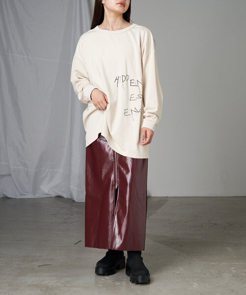 RAY CASSIN（レイカズン）の「クラック箔タイトスカート（スカート・レディース・ブラウン/シルバー/ブラック・FREE）」の4枚目の写真