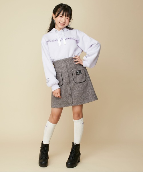 JENNI love(ジェニィラブ)の「【あったか】裏起毛フリル切替えショート丈パーカー(パーカー・キッズ・ブラック/ピンク/ラベンダー・130cm/140cm/150cm/160cm)」の14枚目の写真