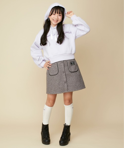 JENNI love(ジェニィラブ)の「【あったか】裏起毛フリル切替えショート丈パーカー(パーカー・キッズ・ブラック/ピンク/ラベンダー・130cm/140cm/150cm/160cm)」の15枚目の写真