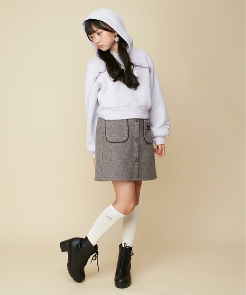 JENNI love(ジェニィラブ)の「【あったか】裏起毛フリル切替えショート丈パーカー(パーカー・キッズ・ブラック/ピンク/ラベンダー・130cm/140cm/150cm/160cm)」の17枚目の写真