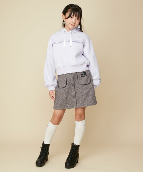 JENNI love(ジェニィラブ)の「【あったか】裏起毛フリル切替えショート丈パーカー(パーカー・キッズ・ブラック/ピンク/ラベンダー・130cm/140cm/150cm/160cm)」の18枚目の写真