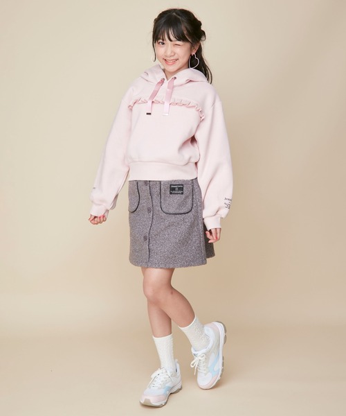 JENNI love(ジェニィラブ)の「【あったか】裏起毛フリル切替えショート丈パーカー(パーカー・キッズ・ブラック/ピンク/ラベンダー・130cm/140cm/150cm/160cm)」の20枚目の写真