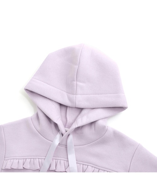 JENNI love(ジェニィラブ)の「【あったか】裏起毛フリル切替えショート丈パーカー(パーカー・キッズ・ブラック/ピンク/ラベンダー・130cm/140cm/150cm/160cm)」の5枚目の写真