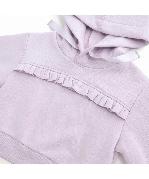 JENNI love(ジェニィラブ)の「【あったか】裏起毛フリル切替えショート丈パーカー(パーカー・キッズ・ブラック/ピンク/ラベンダー・130cm/140cm/150cm/160cm)」の6枚目の写真