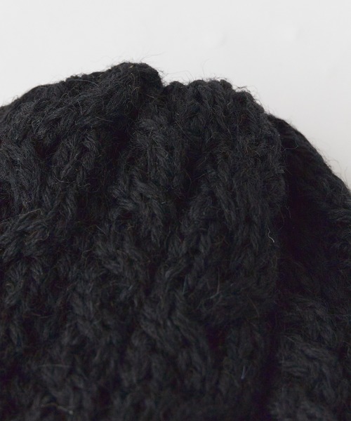 HIGHLAND 2000（ハイランドトゥーサウザンド）の「HIGHLAND2000/ハイランド2000 HL2000 Bobcap BritishWool ケーブル編み ニット帽（ニットキャップ/ビーニー・メンズ・ブラック/インディゴブルー/ホワイト/ナチュラル/ライトグレー/ネイビー・FREE）」の7枚目の写真