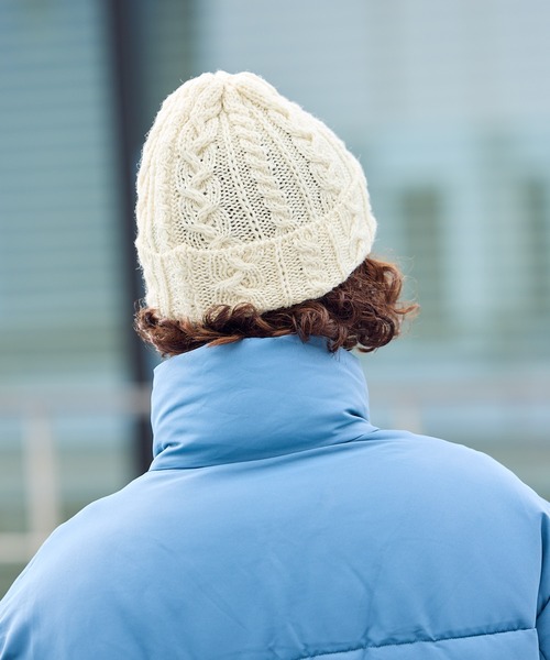 HIGHLAND 2000（ハイランドトゥーサウザンド）の「HIGHLAND2000/ハイランド2000 HL2000 Bobcap BritishWool ケーブル編み ニット帽（ニットキャップ/ビーニー・メンズ・ブラック/インディゴブルー/ホワイト/ナチュラル/ライトグレー/ネイビー・FREE）」の16枚目の写真