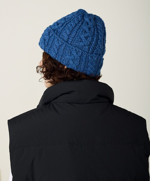 HIGHLAND 2000（ハイランドトゥーサウザンド）の「HIGHLAND2000/ハイランド2000 HL2000 Bobcap BritishWool ケーブル編み ニット帽（ニットキャップ/ビーニー・メンズ・ブラック/インディゴブルー/ホワイト/ナチュラル/ライトグレー/ネイビー・FREE）」の17枚目の写真