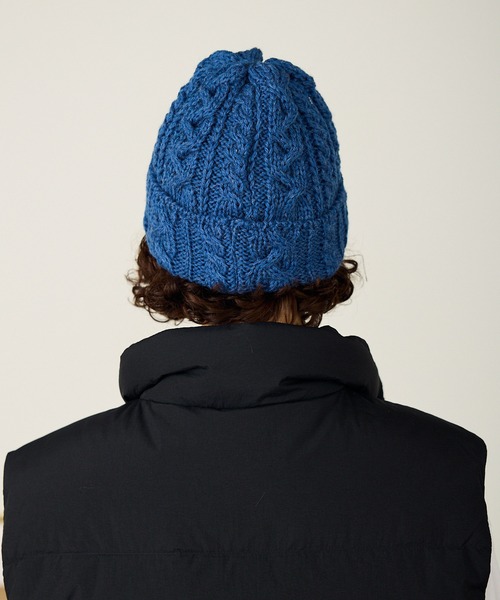 HIGHLAND 2000（ハイランドトゥーサウザンド）の「HIGHLAND2000/ハイランド2000 HL2000 Bobcap BritishWool ケーブル編み ニット帽（ニットキャップ/ビーニー・メンズ・ブラック/インディゴブルー/ホワイト/ナチュラル/ライトグレー/ネイビー・FREE）」の19枚目の写真