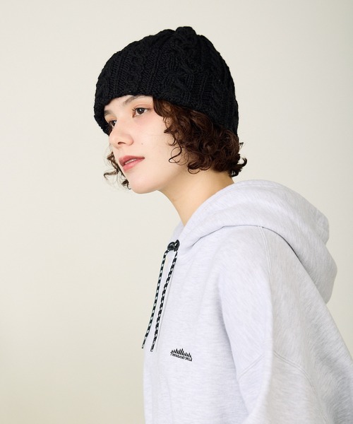 HIGHLAND 2000（ハイランドトゥーサウザンド）の「HIGHLAND2000/ハイランド2000 HL2000 Bobcap BritishWool ケーブル編み ニット帽（ニットキャップ/ビーニー・メンズ・ブラック/インディゴブルー/ホワイト/ナチュラル/ライトグレー/ネイビー・FREE）」の12枚目の写真