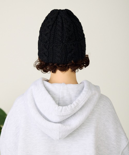 HIGHLAND 2000（ハイランドトゥーサウザンド）の「HIGHLAND2000/ハイランド2000 HL2000 Bobcap BritishWool ケーブル編み ニット帽（ニットキャップ/ビーニー・メンズ・ブラック/インディゴブルー/ホワイト/ナチュラル/ライトグレー/ネイビー・FREE）」の13枚目の写真