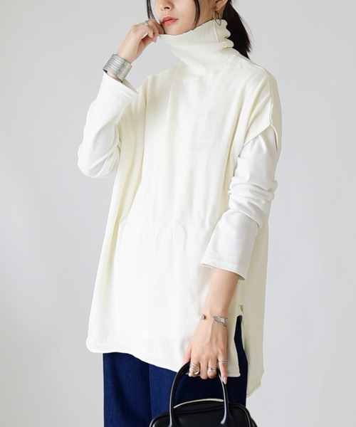 and it_（アンドイット）の「コットンニットタートルワイドベスト（ベスト・レディース・ベージュ/チャコールグレー/ブラック/アイボリー・M-L）」の8枚目の写真