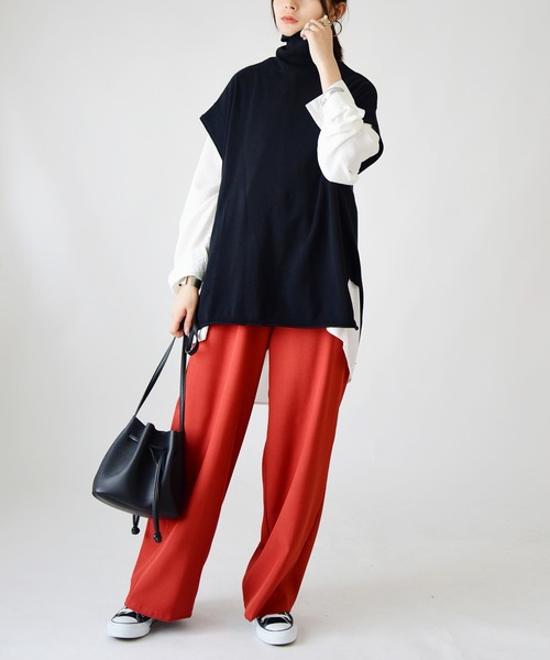 and it_（アンドイット）の「コットンニットタートルワイドベスト（ベスト・レディース・ベージュ/チャコールグレー/ブラック/アイボリー・M-L）」の9枚目の写真