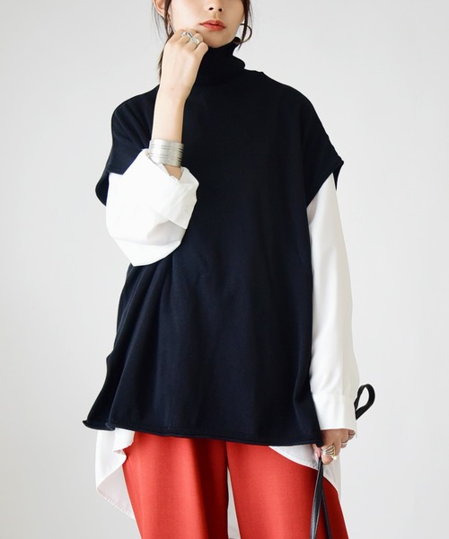 and it_（アンドイット）の「コットンニットタートルワイドベスト（ベスト・レディース・ベージュ/チャコールグレー/ブラック/アイボリー・M-L）」の11枚目の写真