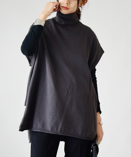 and it_（アンドイット）の「コットンニットタートルワイドベスト（ベスト・レディース・ベージュ/チャコールグレー/ブラック/アイボリー・M-L）」の14枚目の写真