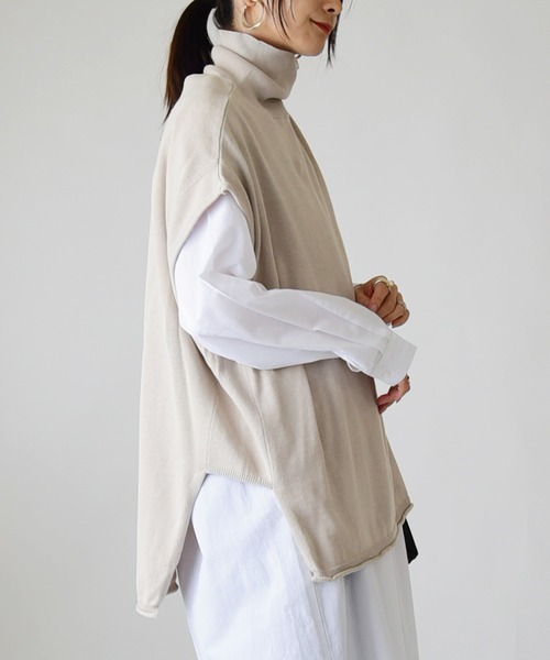 and it_（アンドイット）の「コットンニットタートルワイドベスト（ベスト・レディース・ベージュ/チャコールグレー/ブラック/アイボリー・M-L）」の19枚目の写真