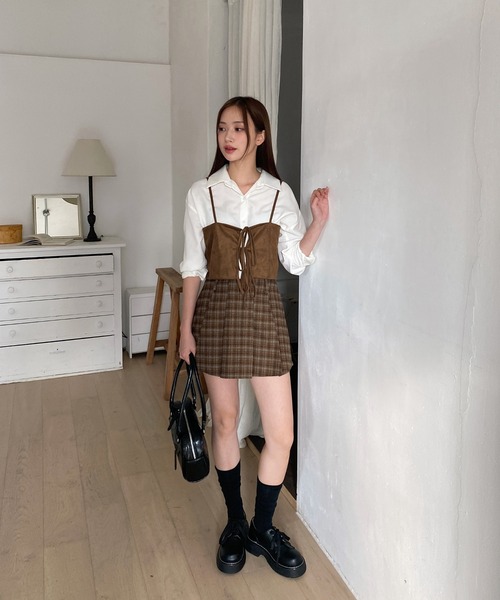 by muni:r（バイ ムニール）の「2wayスエードリボンビスチェ（ベスト・レディース・ブラック/ブラウン・FREE）」の5枚目の写真