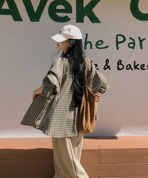 BEIDELLI（ベイデリー）の「[BELLIDE MADE] ビンテージチェックルーズフィットシャツ（シャツ/ブラウス・レディース・ブラック/カーキ/レッド・FREE）」の7枚目の写真