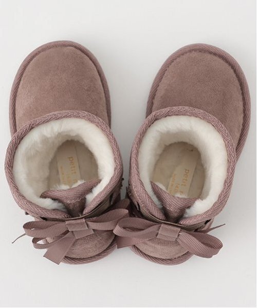 petit main(プティマイン)の「リボンムートンブーツ(ブーツ・キッズ・モカ/ベージュ/ブラック・15cm/14cm/19cm/18cm/17cm/16cm)」の12枚目の写真