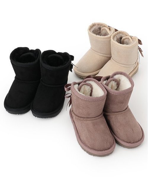 petit main(プティマイン)の「リボンムートンブーツ(ブーツ・キッズ・モカ/ベージュ/ブラック・15cm/14cm/19cm/18cm/17cm/16cm)」の14枚目の写真