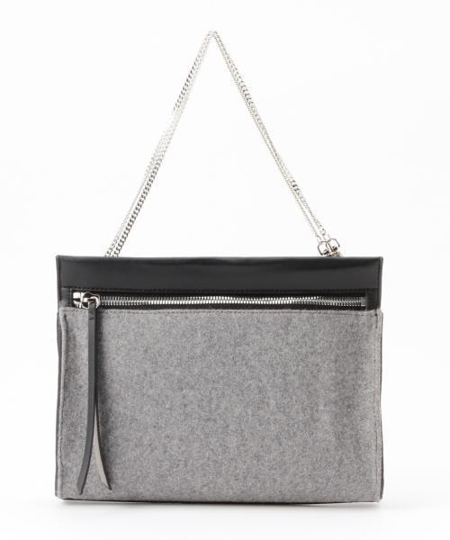 Ray BEAMS(レイビームス)の「SOLPRESA / メルトン 3way クラッチバッグ(クラッチバッグ・レディース・グレー・ONE SIZE)」の4枚目の写真