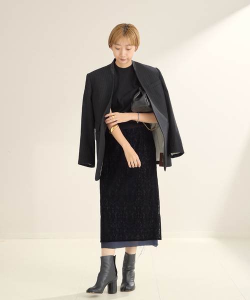 plage(プラージュ)の「JANE SMITH/ジェーンスミス FLOCKY LACE LAYED スカート(スカート・レディース・ブラック・FREE)」の3枚目の写真