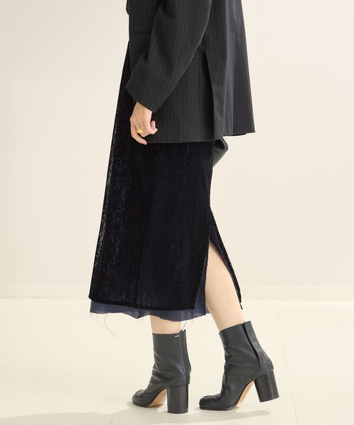 plage(プラージュ)の「JANE SMITH/ジェーンスミス FLOCKY LACE LAYED スカート(スカート・レディース・ブラック・FREE)」の8枚目の写真