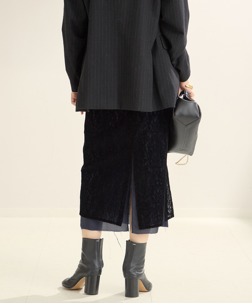 plage(プラージュ)の「JANE SMITH/ジェーンスミス FLOCKY LACE LAYED スカート(スカート・レディース・ブラック・FREE)」の9枚目の写真