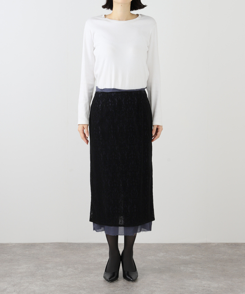plage(プラージュ)の「JANE SMITH/ジェーンスミス FLOCKY LACE LAYED スカート(スカート・レディース・ブラック・FREE)」の10枚目の写真