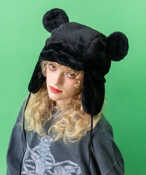 セール】an meets zakka クマ耳イヤーフラップファーフード