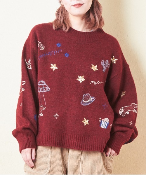 【きゅんちゃん 】Sov. ダルレーヨンスキッパージャガードニット３６美品 きゅんちゃん 】Sov. ダルレーヨンスキッパージャガードニット
