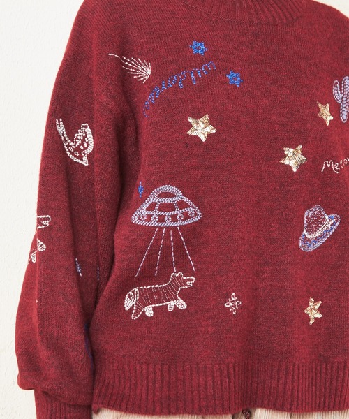 CUBE SUGAR（キューブシュガー）の「リサイクルニットジャガード刺繍プルオーバー（ニット/セーター・レディース・レッド/スミクロ/トップグレー・M）」の20枚目の写真